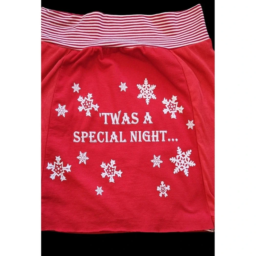 Christmas Skirt Girl's Size 10/12 Handmade Lined Red White Elastic Waist Vintage